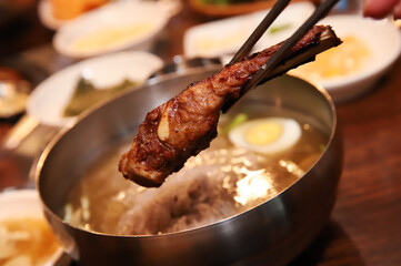 Korean barbecue. marinated beef rib bbq