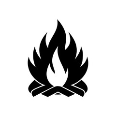 Iconic fire campfire on transparent background silhouette
