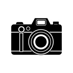 Camera simple black on transparent background silhouette