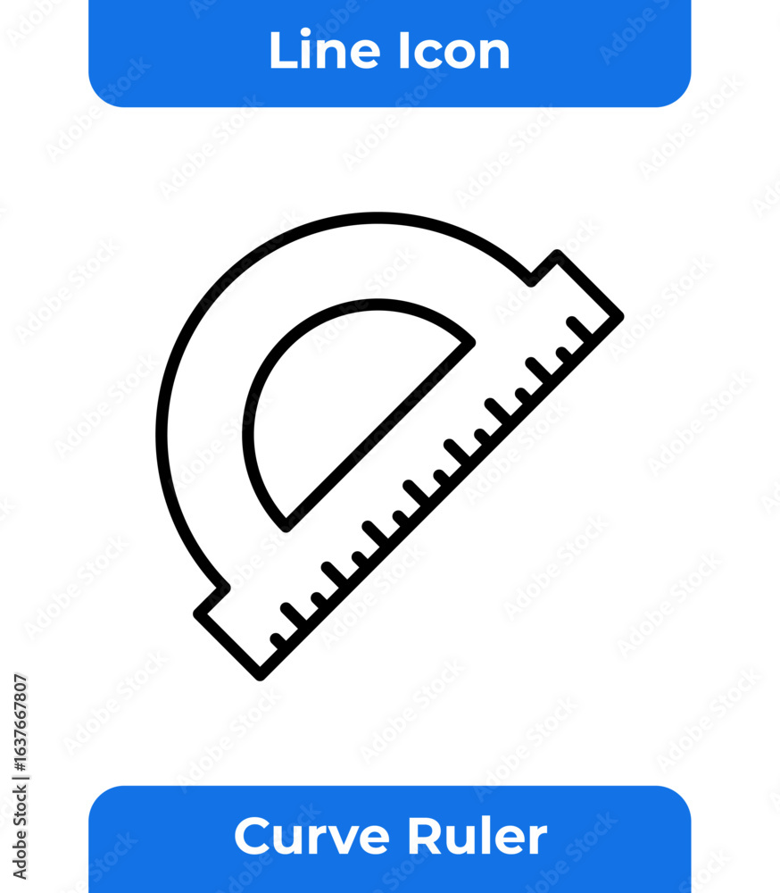 Aufkleber protractor outline icon for geometry school and engineering tool design on white isolated background