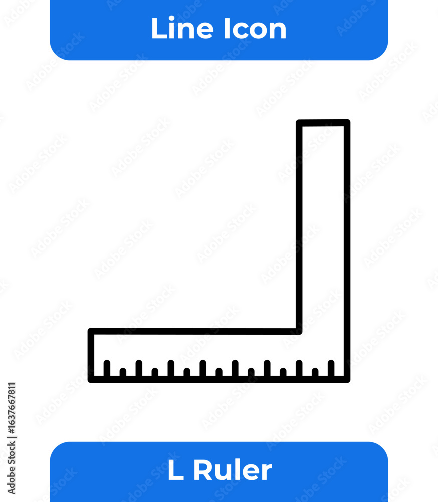 Poster l ruler outline icon for geometry school and engineering tool design on white isolated background me