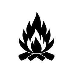 Black campfire icon on transparent background silhouette