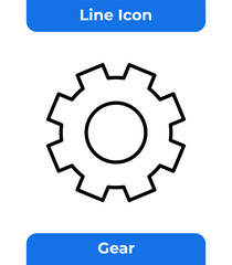 Gear Outline Icon For Industrial Mechanical And Engineering System Design On White Isolated Background Machine Settings Graphic Line Art Vector Symbol