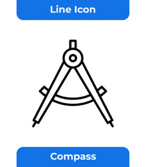 Simple Compass Outline Icon For School And Engineering Drawing Tool Design On White Isolated Background Geometry Circle Graphic Line Art Vector