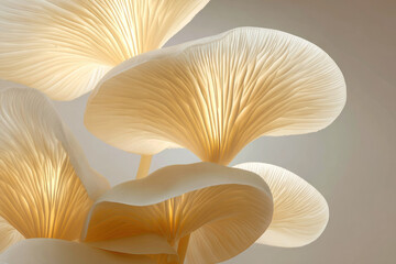 Mushroom gill close up soft light conceptual macro organic beige abstract nature delicate texture fungi smooth natural background pattern detail wild edible fresh growth healthy plant forest