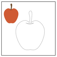 Apple tracing worksheet for kids to improve drawing skills and creativity.