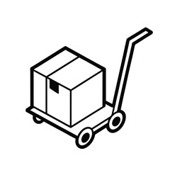 cart delivery icon, outline vector of shopping cart with parcel or motion symbol for online orders, express checkout, and retail logistics