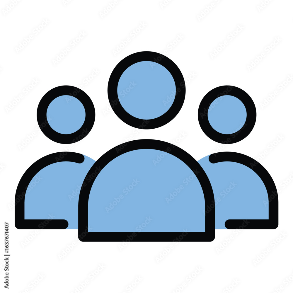 Poster group icon flat line style illustration representing community and team collaboration suitable for s