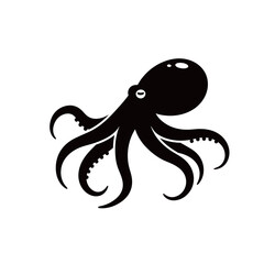 silhouette of an octopus with a white background