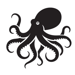 silhouette of an octopus with a white background