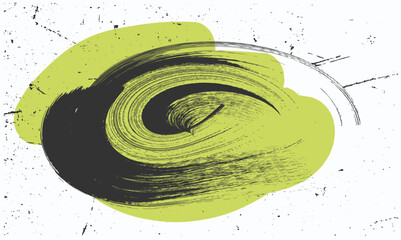 Vector Looped Brush Stroke . Curved Dry Brush Stroke . Grunge Distress Textured Design Element . Black and green Painted Brush Stroke . Used As Banner , Template.eps8