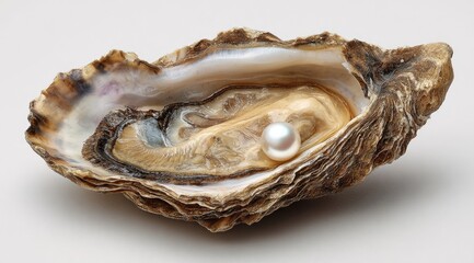 Open oyster shell, pearl inside