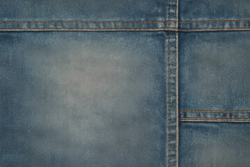 Faded Denim Texture with Classic Blue Tones and Stitched Details