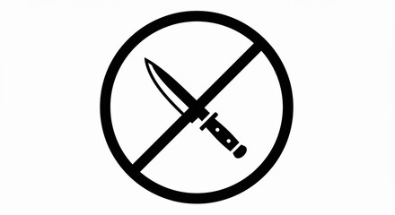 Elegant Black Silhouette of a ban on carrying sharp weapons and knives Minimalist Vector Illustration