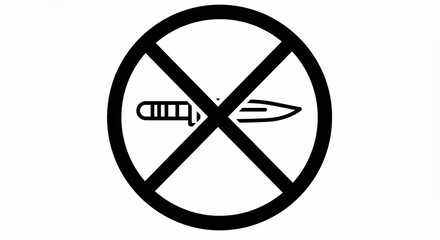 Elegant Black Silhouette of a ban on carrying sharp weapons and knives Minimalist Vector Illustration