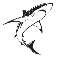 Naklejka premium Vector illustration of a swimming shark, a marine animal of the ocean