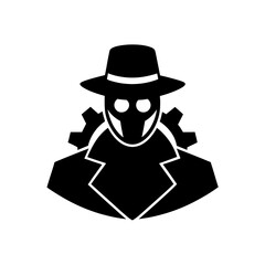 Steampunk man in hat on transparent background silhouette