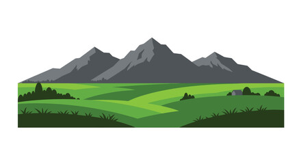 Majestic Mountain Range and Rolling Hills Silhouette © Kuntol02