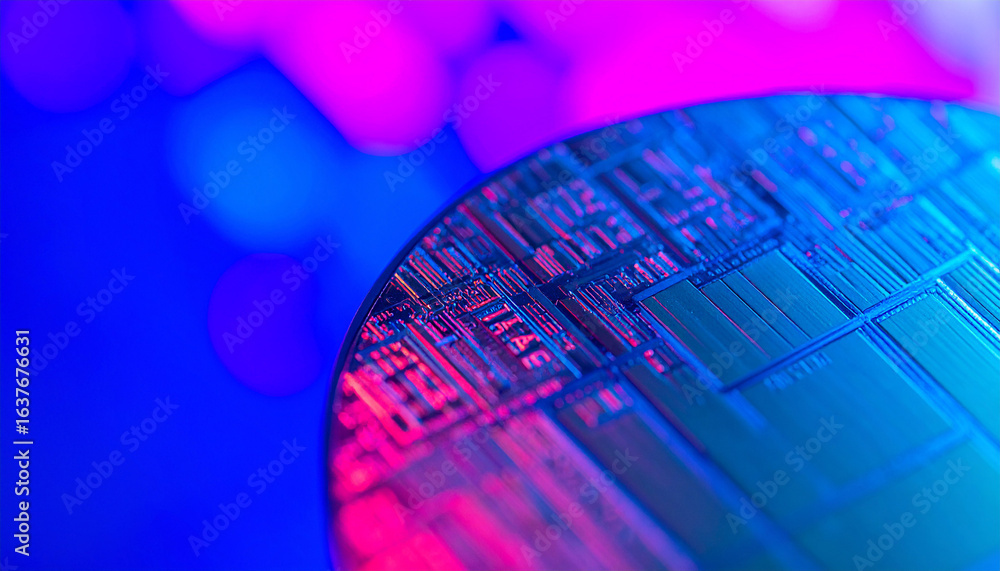 Aufkleber precision silicon chip: a close-up perspective reveals the intricate design of a silicon chip, bathe
