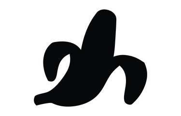 Peeled banana black silhouette, Banana icon. Banana fruit silhouette vector