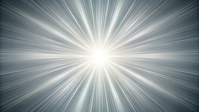 Abstract white and silver starburst explosion with radiant light energy and bright glowing effects on a dark background, representing power and speed - Powered by Adobe
