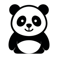 Black and White Cartoon Panda Bear Illustration on a White Background Simple Design