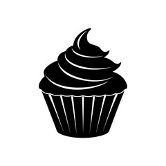 Cupcake simple icon on transparent background silhouette