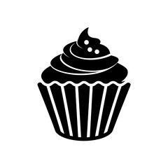 Cupcake with frosting on transparent background silhouette