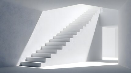 White staircase in a minimalist interior space.