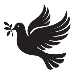 Obraz premium Peaceful Dove Carrying Olive Branch Silhouette Vector Design