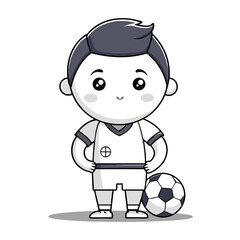 Adorable Cartoon Soccer Player Standing Proudly with a Soccer Ball, Ready to Play the Beautiful Game with a Smile