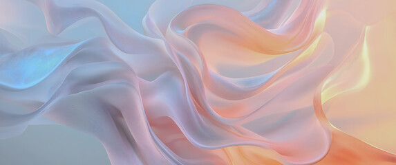 Obraz premium Dreamy Flowing Fabric in Pink and Blue Hues with a Luminous Glow. Generative AI