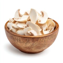 Sliced mushrooms in a wooden bowl (4)