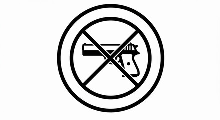 Elegant Black Silhouette of a ban on carrying firearms and pistols Minimalist Vector Illustration