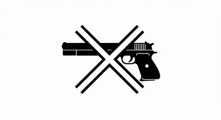 Elegant Black Silhouette of a ban on carrying firearms and pistols Minimalist Vector Illustration