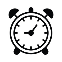 A stylish glyph icon of alarm clock for table