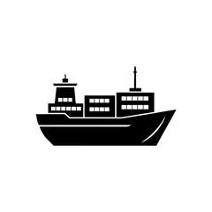 Obraz premium Cargo ship silhouette on transparent background