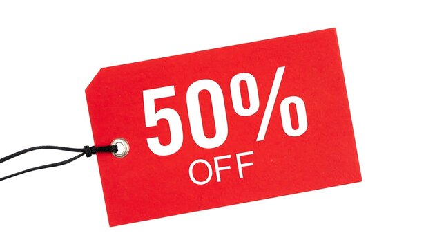 Red discount tag with 50% off