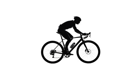 Fototapeta premium Silhouette of Cyclist Riding Road Bike Powerful Dynamic Cycling Image