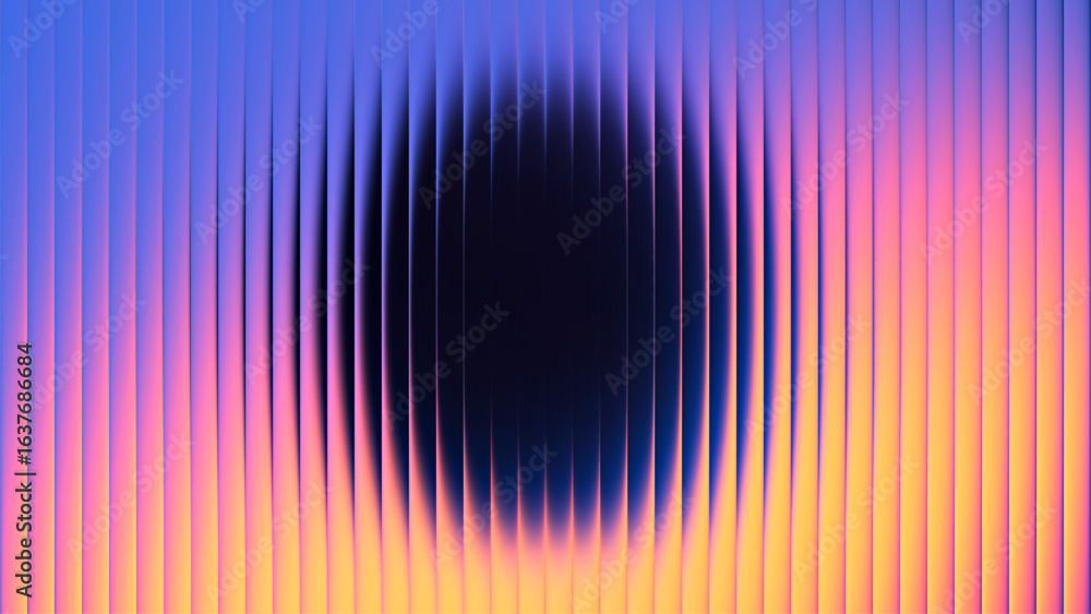Aufkleber vibrant gradient with ribbed fractal glass texture pattern and dark circular center. dynamic abstrac