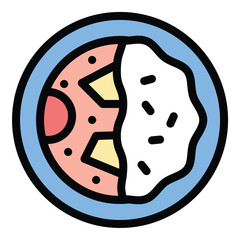 Kare raisu icon flat line style illustration representing Japanese curry rice and traditional cuisine suitable for food delivery apps restaurant menus and cultural food blogs projects