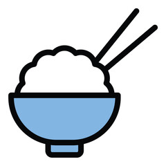 Rice icon flat line style illustration representing staple food and nutrition suitable for culinary apps grocery platforms and cultural cuisine projects