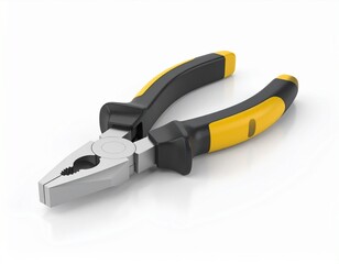 Obraz premium pliers isolated on white background Combination Pliers with ergonomic yellow and black handles, isolated on a white background