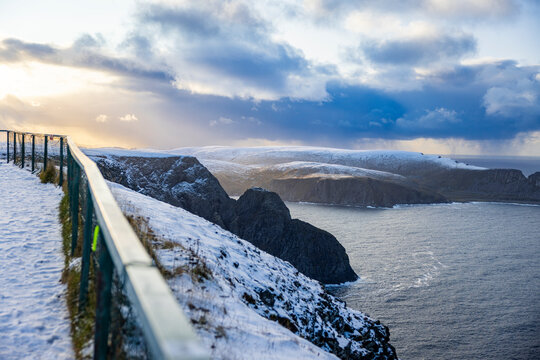 handrail northern europe nordkapp north cape outcrop