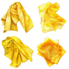 Naklejka premium Set of isolates without background featuring various yellow fabric textures.