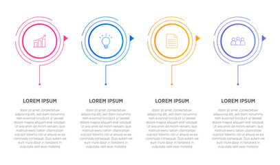 Vector infographic arrow template with 4 steps. Business growth concept. Can be used for web design, timeline, diagram, chart, graph, business presentation.