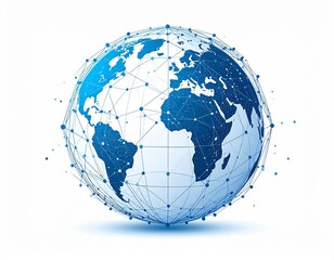 Globe with digital patterns and data lines.