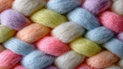 Close Up Knitted Wool Texture with Pastel Color Pattern