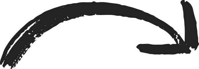 Hand Drawn Arrow with Swirl &ndash; Black Brush Vector Clipart