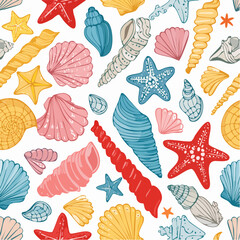 seamless pattern with seashells